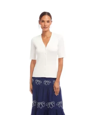 Short Sleeve Ribbed Cardigan Sweater