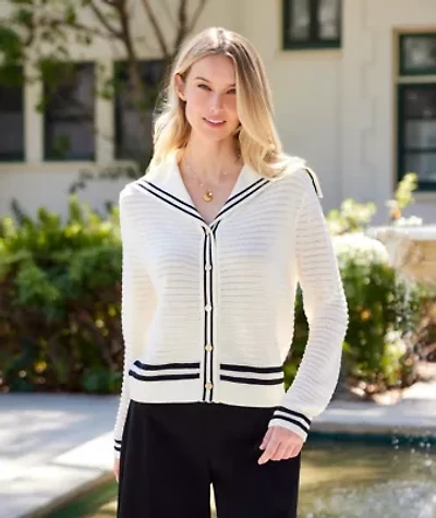 Stripe Sailor Collar Cardigan Sweater