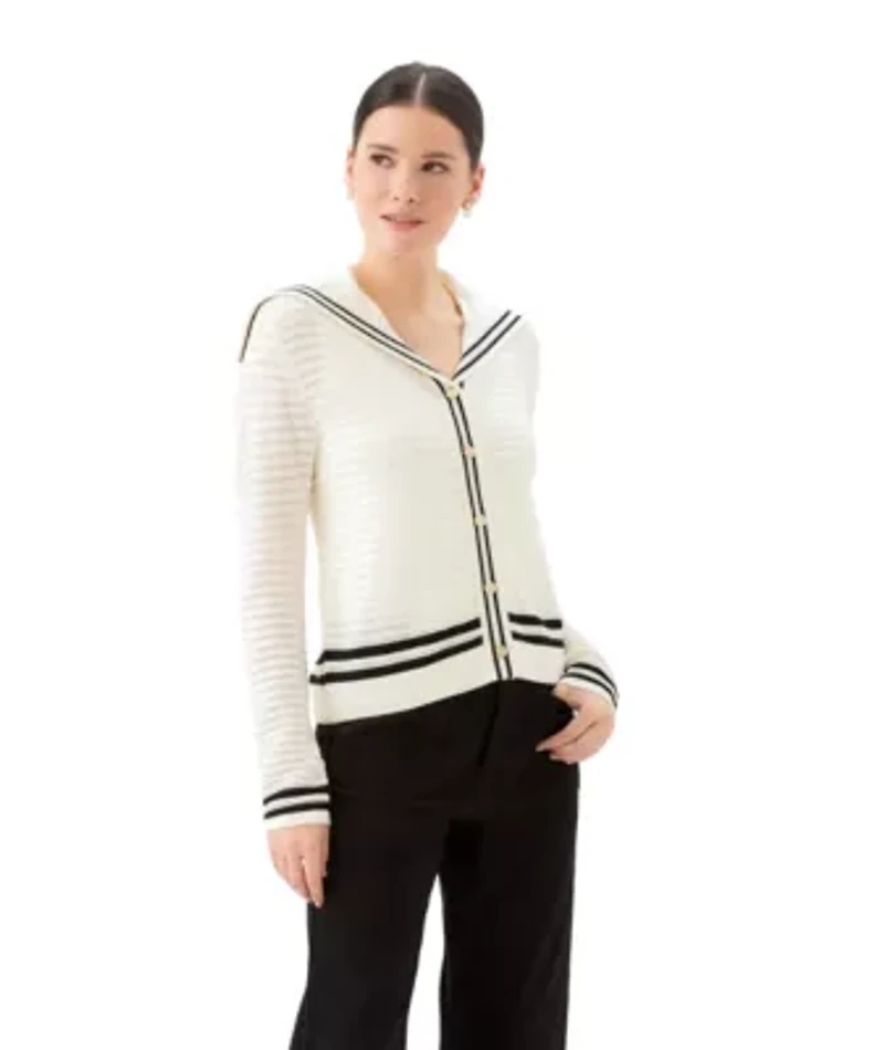 Stripe Sailor Collar Cardigan Sweater