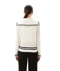 Stripe Sailor Collar Cardigan Sweater