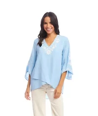 Bracelet Sleeve Embroidered Asymmetric Top