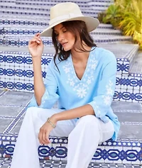 Bracelet Sleeve Embroidered Asymmetric Top