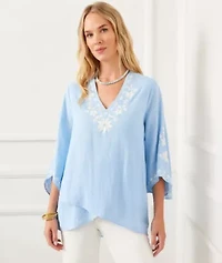 Bracelet Sleeve Embroidered Asymmetric Top