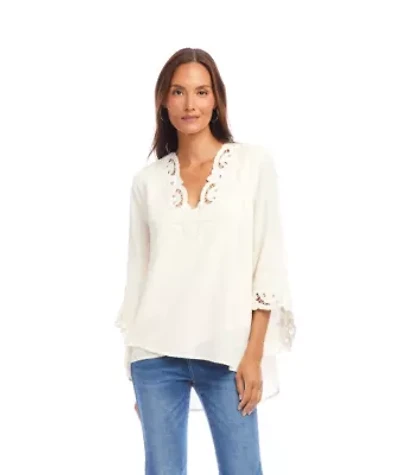 Bracelet Sleeve Embroidered Asymmetric Top