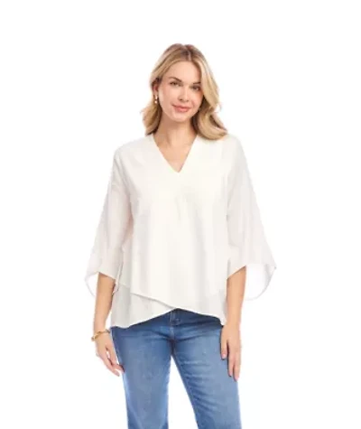 Bracelet Sleeve Embroidered Asymmetric Top