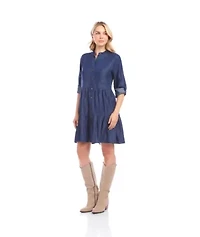 Roll Tab Tiered Shirtdress