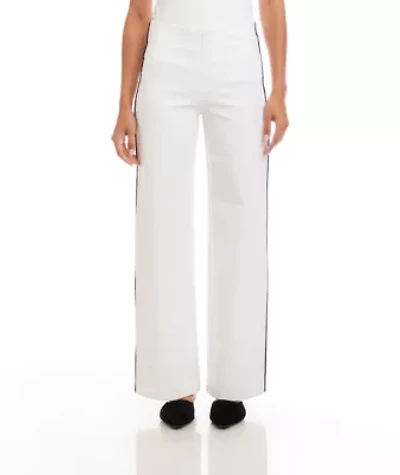 Contrast Piped Wide-Leg Pants