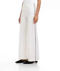 Contrast Piped Wide-Leg Pants