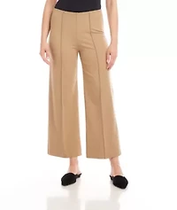 Cropped Pintuck Wide-Leg Pants