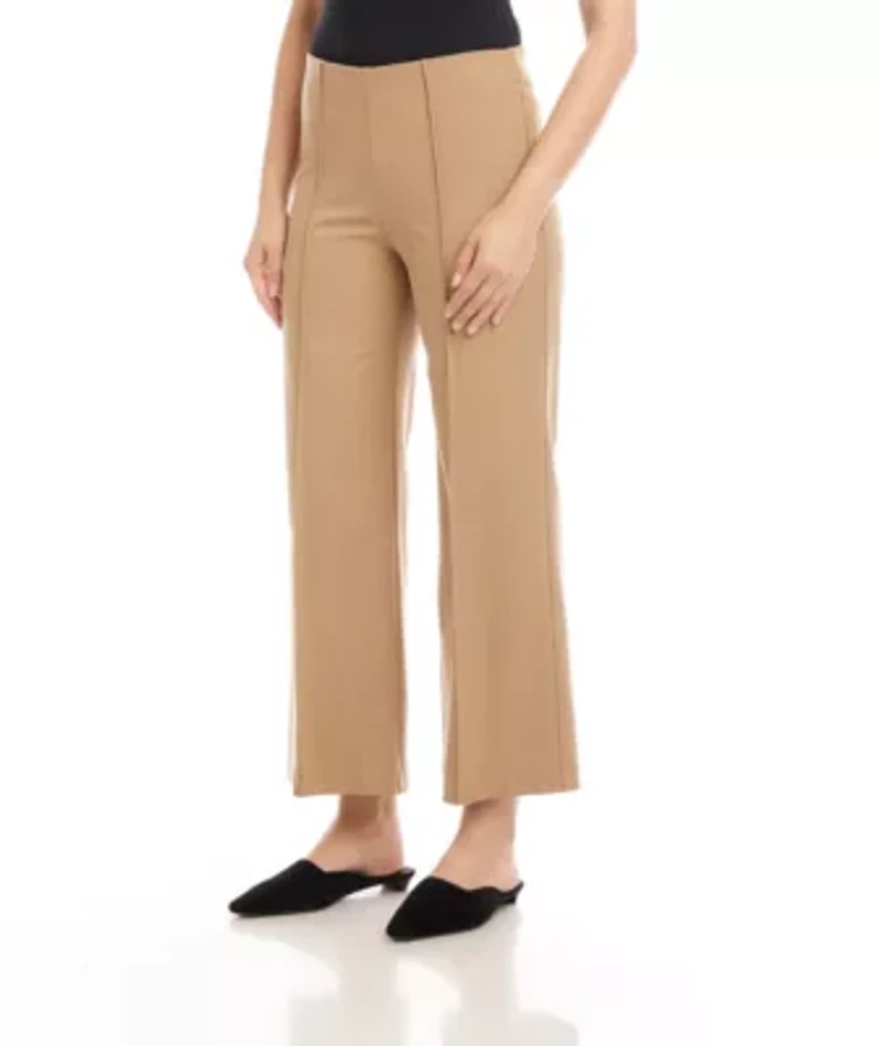 Cropped Pintuck Wide-Leg Pants