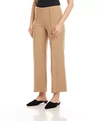 Cropped Pintuck Wide-Leg Pants