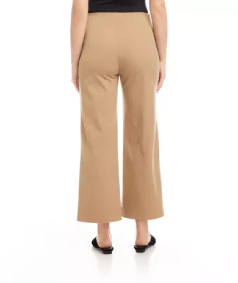 Cropped Pintuck Wide-Leg Pants