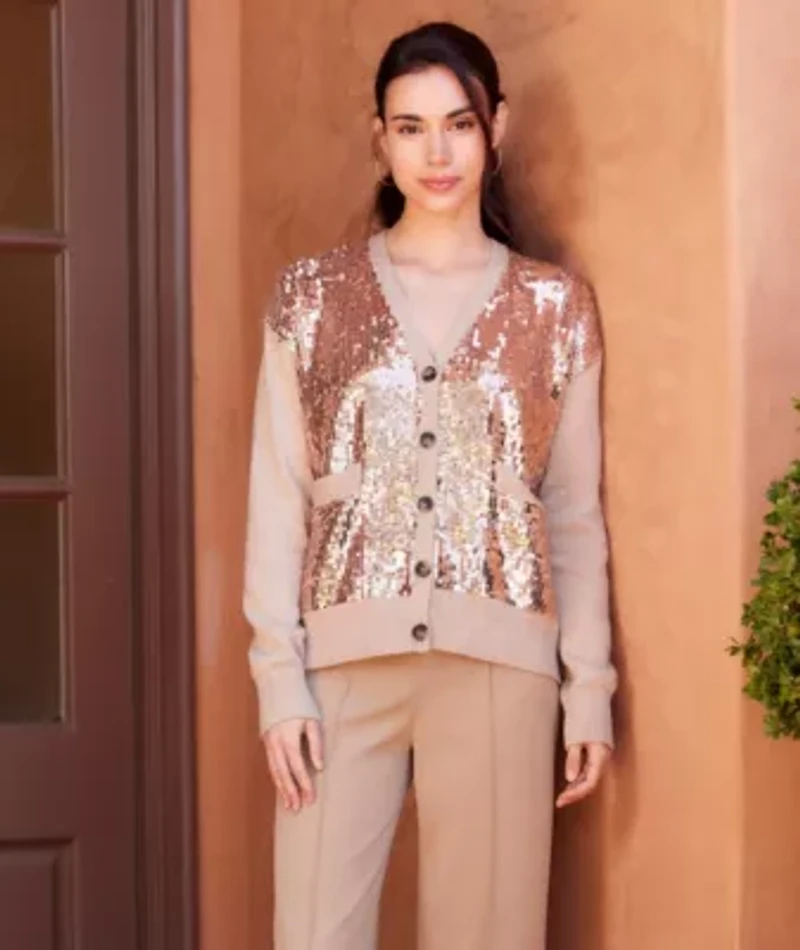 Rhinestone Embroidered Flower Sweater