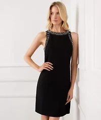 Embellished Sleeveless Shift Dress