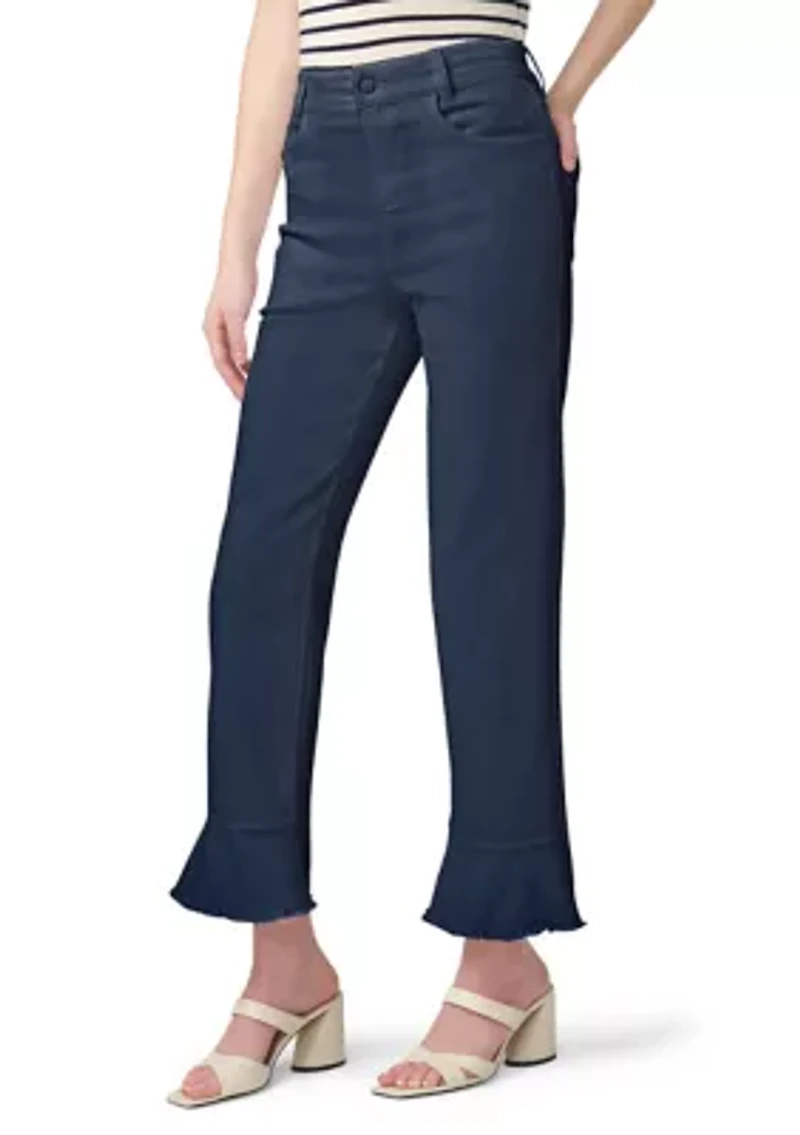 Women's Ruffle Hem Denim Skimmer Pants