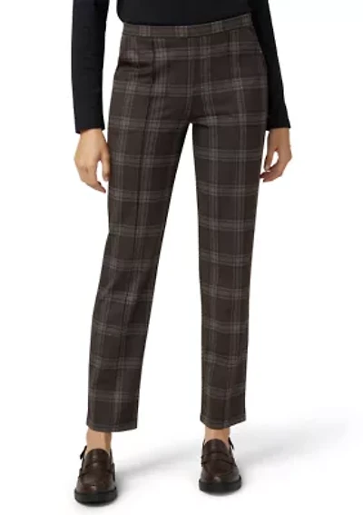 Women's Plaid Natural Rise Pull-On Trousers