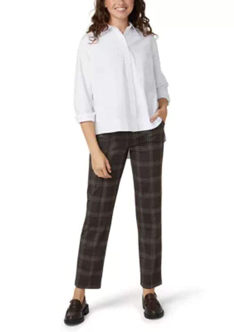 Women's Plaid Natural Rise Pull-On Trousers