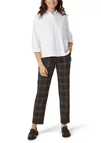 Women's Plaid Natural Rise Pull-On Trousers