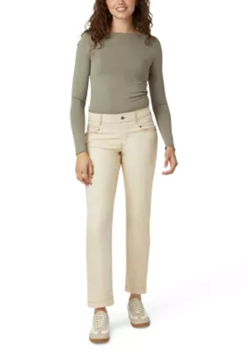 Women's Crosshatched Denim Straight Leg Jeans