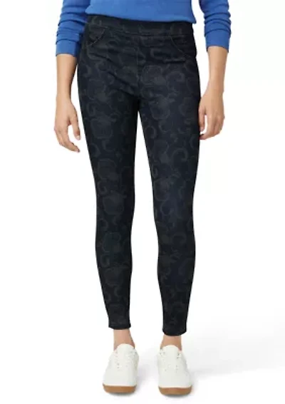 Women's Etched Floral Denim Leggings