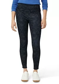 Women's Etched Floral Denim Leggings