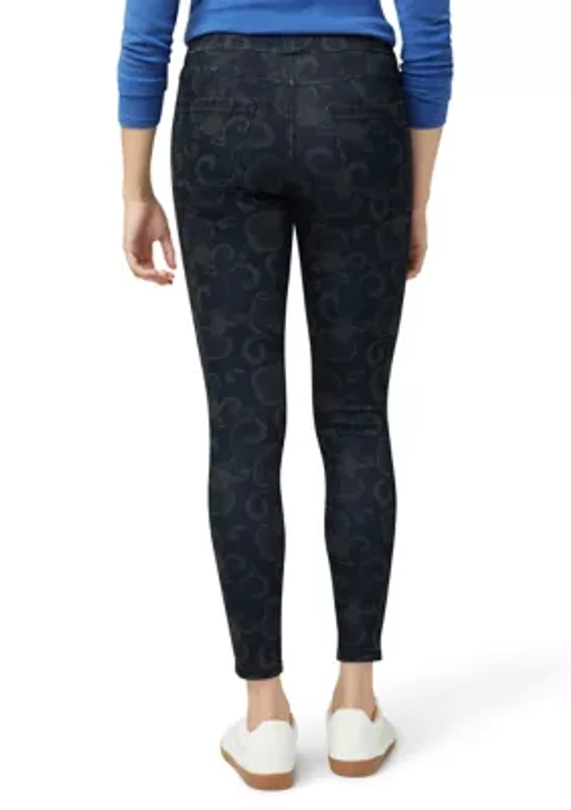 Women's Etched Floral Denim Leggings