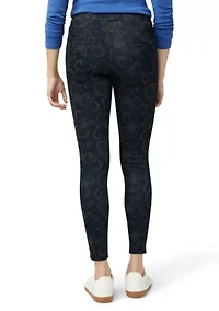 Women's Etched Floral Denim Leggings