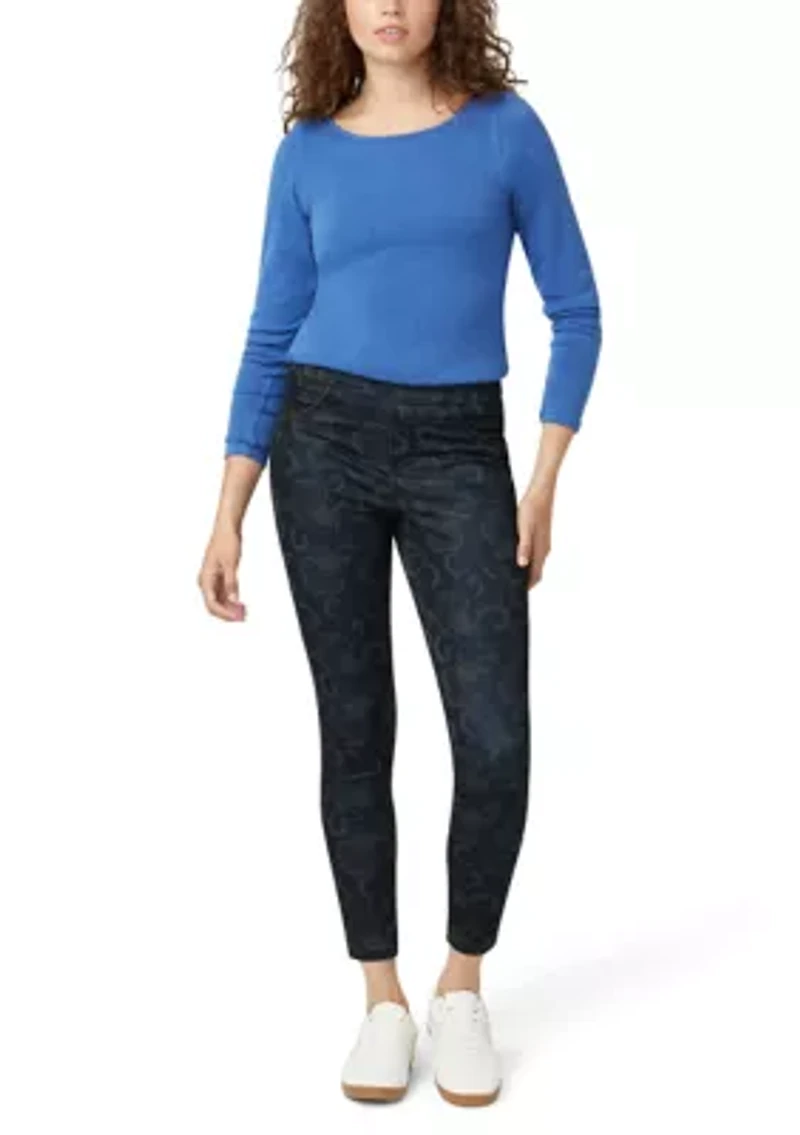 Women's Etched Floral Denim Leggings