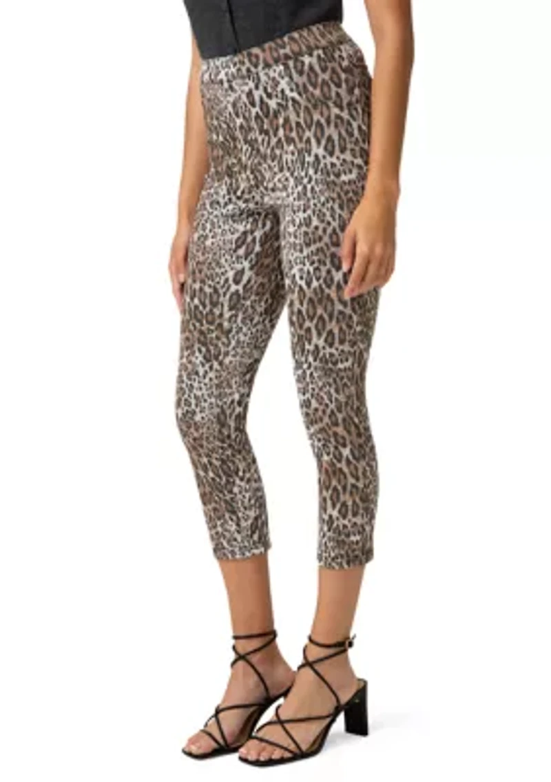 Women's Leopard Ultra Soft Denim Capri Pants