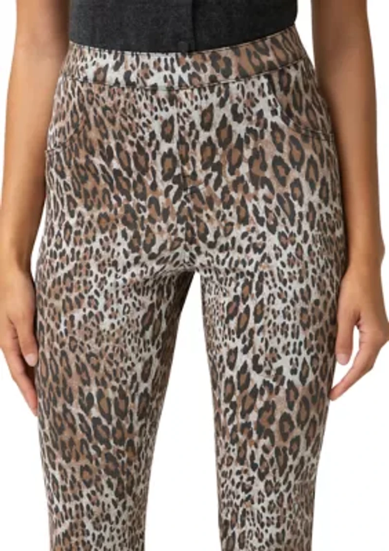 Women's Leopard Ultra Soft Denim Capri Pants