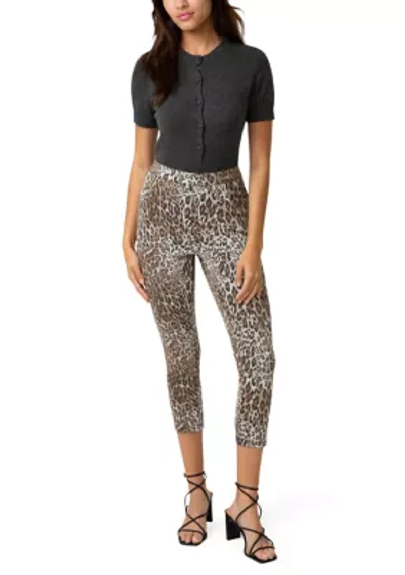 Women's Leopard Ultra Soft Denim Capri Pants