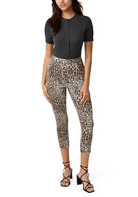 Women's Leopard Ultra Soft Denim Capri Pants