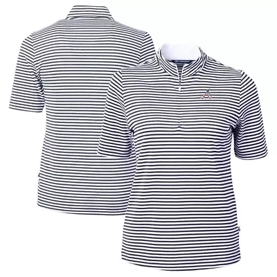 MLB Atlanta Braves Virtue Eco Pique Stripe Recycled Quarter-Zip Pullover Top