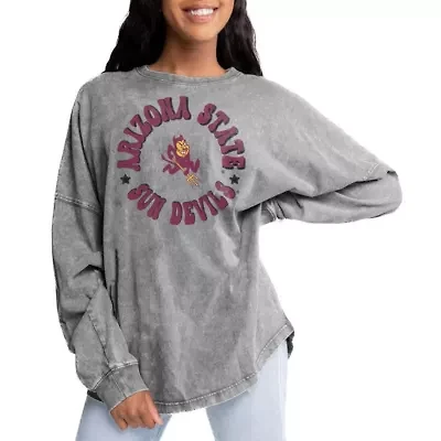 NCAA Arizona State Sun Devils Playing Around Faded Wash Oversized Long Sleeve T-Shirt