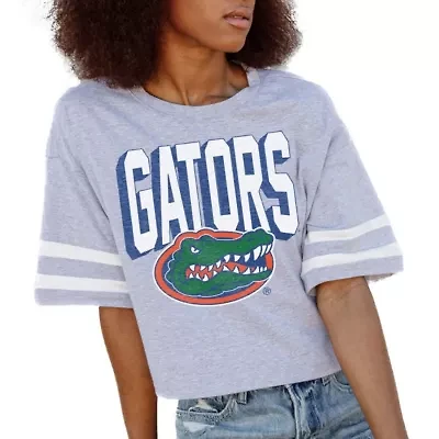 NCAA Florida Gators No Shortcuts Drop Shoulder Sleeve Stripe Cropped T-Shirt