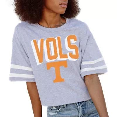 NCAA Tennessee Volunteers No Shortcuts Drop Shoulder Sleeve Stripe Cropped T-Shirt