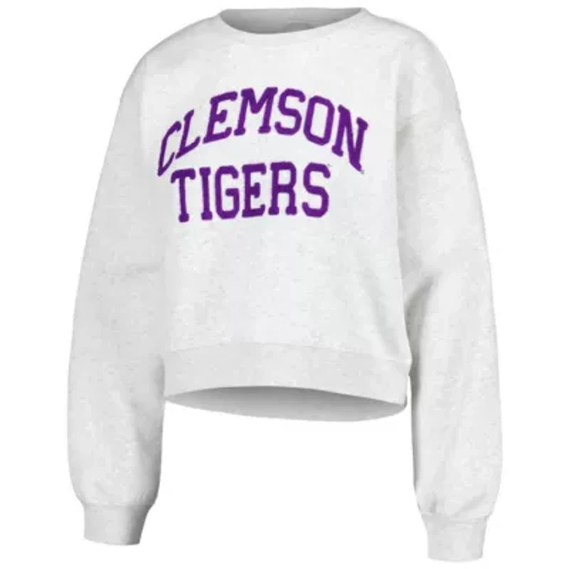 NCAA Clemson Tigers Core Chenille Cropped Pullover Sweatshirt