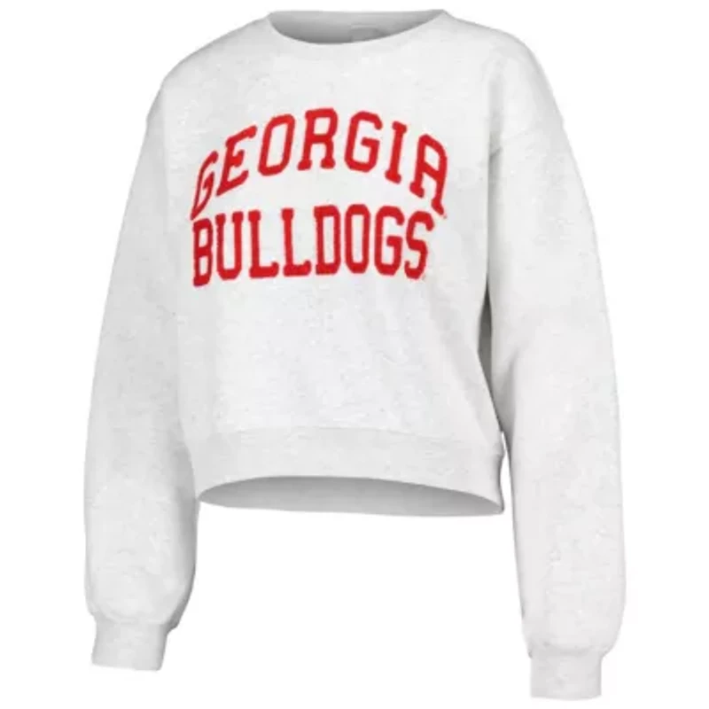 NCAA Georgia Bulldogs Core Chenille Cropped Pullover Sweatshirt