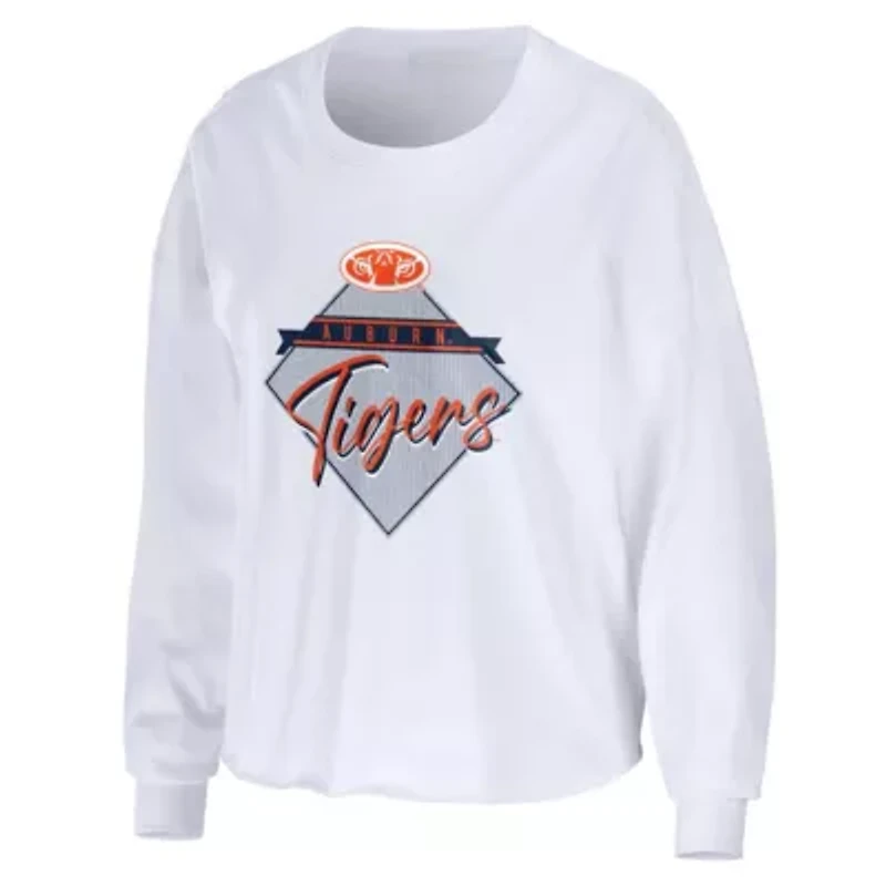 NCAA Auburn Tigers Diamond Long Sleeve Cropped T-Shirt