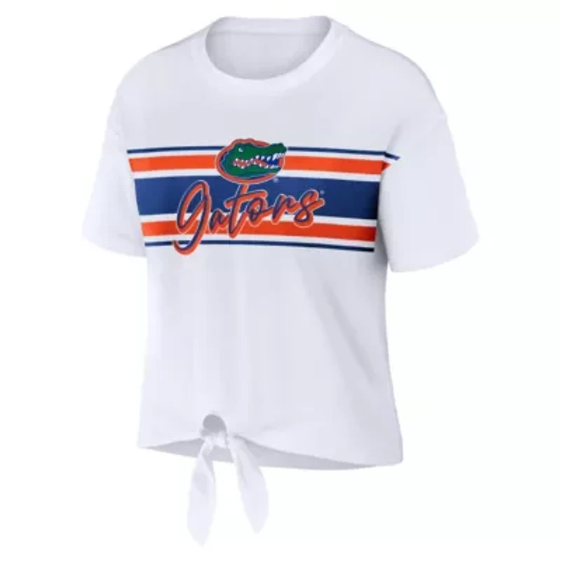 NCAA Florida Gators Striped Front Knot Cropped T-Shirt