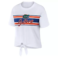 NCAA Florida Gators Striped Front Knot Cropped T-Shirt