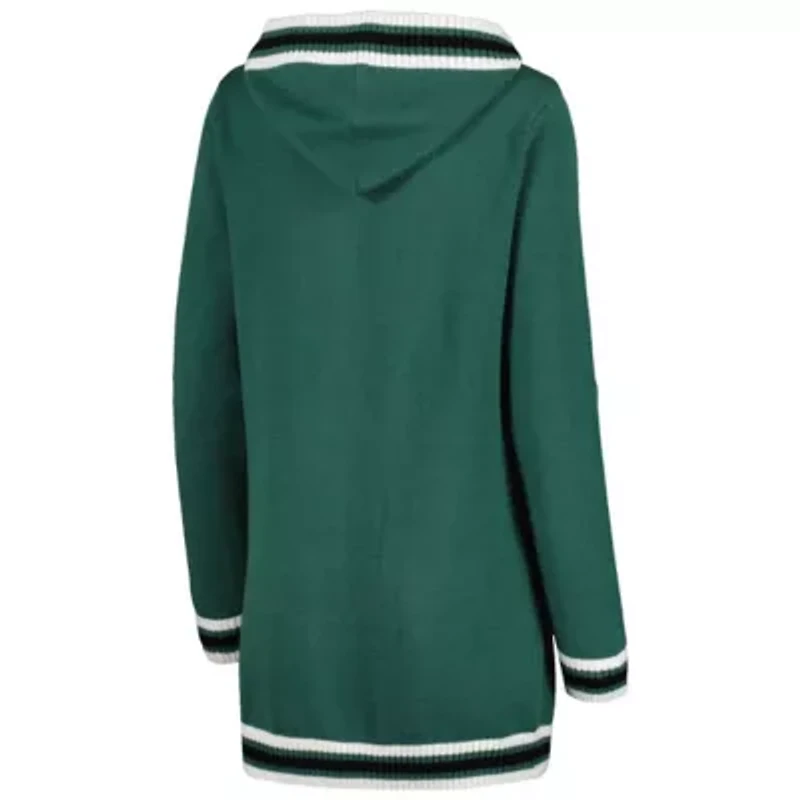 NCAA Michigan State Spartans One More Round Tri-Blend Striped Hooded Cardigan Sweater