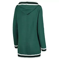 NCAA Michigan State Spartans One More Round Tri-Blend Striped Hooded Cardigan Sweater
