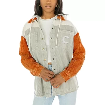 NCAA Clemson Tigers Vintage Wash Corduroy Full-Snap Hooded Shacket