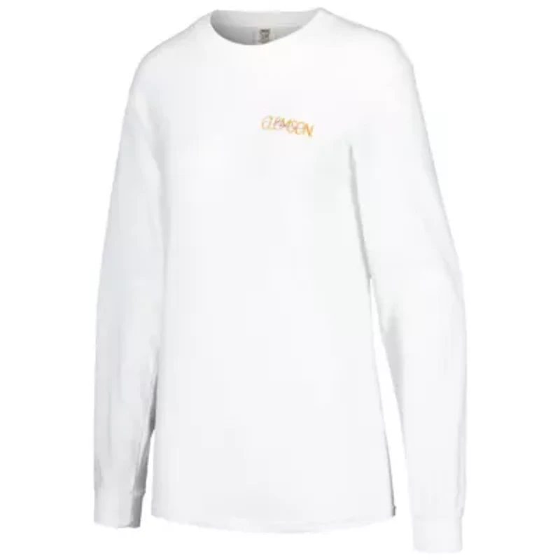 NCAA Clemson Tigers Hand-Drawn Stadium Oversized Long Sleeve T-Shirt