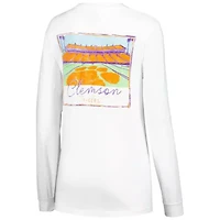 NCAA Clemson Tigers Hand-Drawn Stadium Oversized Long Sleeve T-Shirt