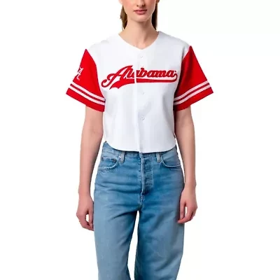 Alabama Crimson Tide NCAA Baseball Jersey Cropped T-Shirt