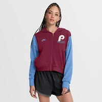 MLB Nike Burgundy/Light Philadelphia Phillies Cooperstown Collection Cropped Full-Zip Hoodie
