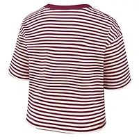 MLB Nike Burgundy/Cream Philadelphia Phillies Cooperstown Collection Striped Cropped T-Shirt