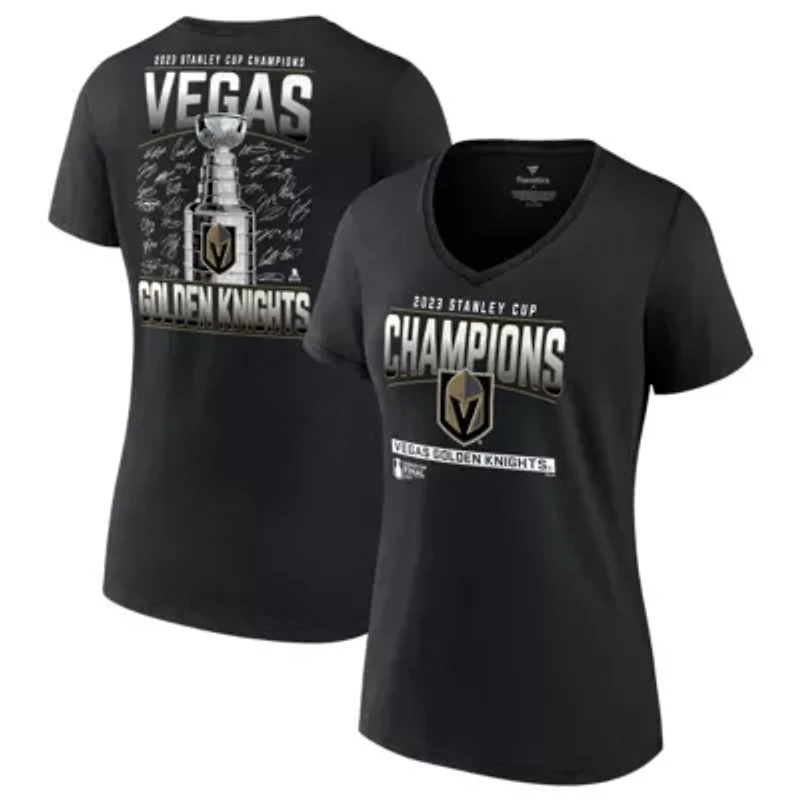 NHL Fanatics Vegas Golden Knights 2023 Stanley Cup s Signature Roster V-Neck T-Shirt